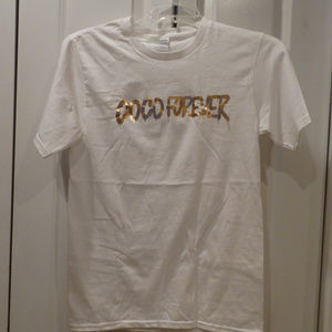 White & Gold "COCO FOREVER" Cotton T-Shirt, XL
